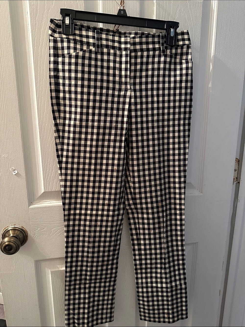 Theory Black and White Gingham Dress Pants